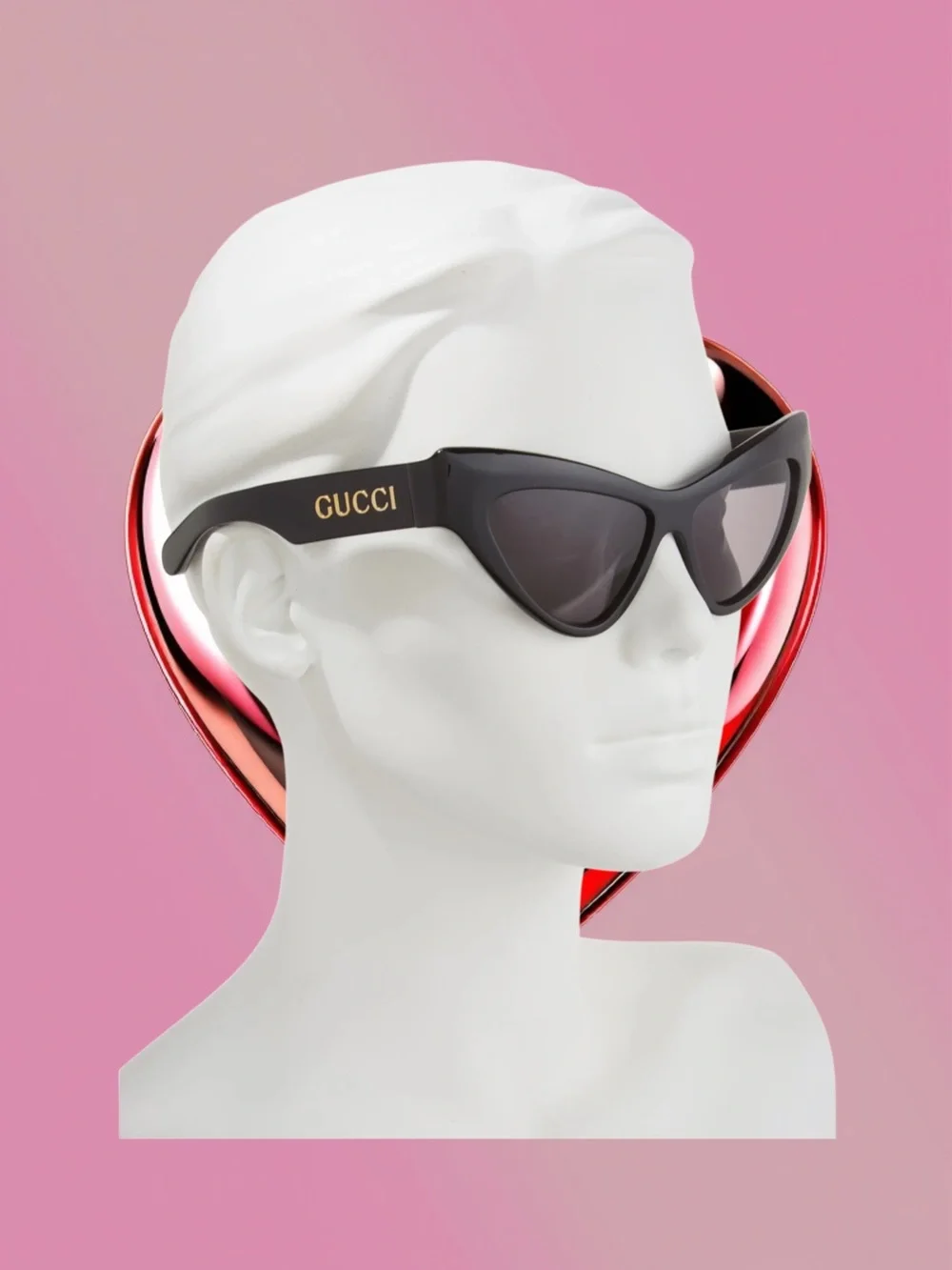 Gucci Black Cat-Eye Sunglasses with Dark Lenses